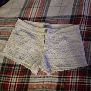 White Crochet Women Shorts